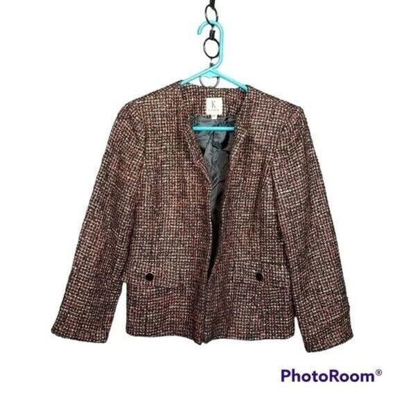 Kasper 10P Open Blazer Jacket Petites Wool Blend Career Suit Jacket Lined - Picture 1 of 14